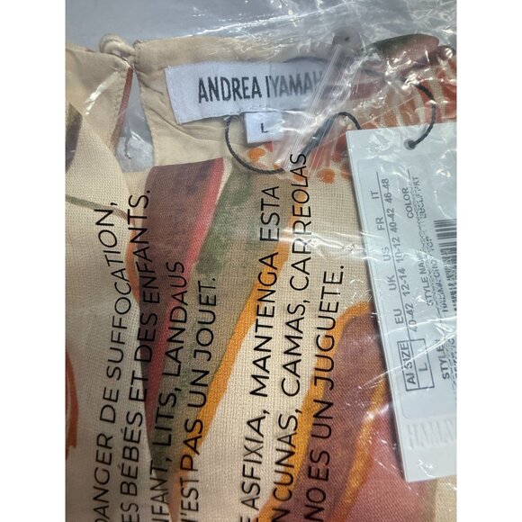 Andrea Iyamah Halima Cropped Top Rust and Cream Abstract Print Size‎ S - Picture 13 of 14